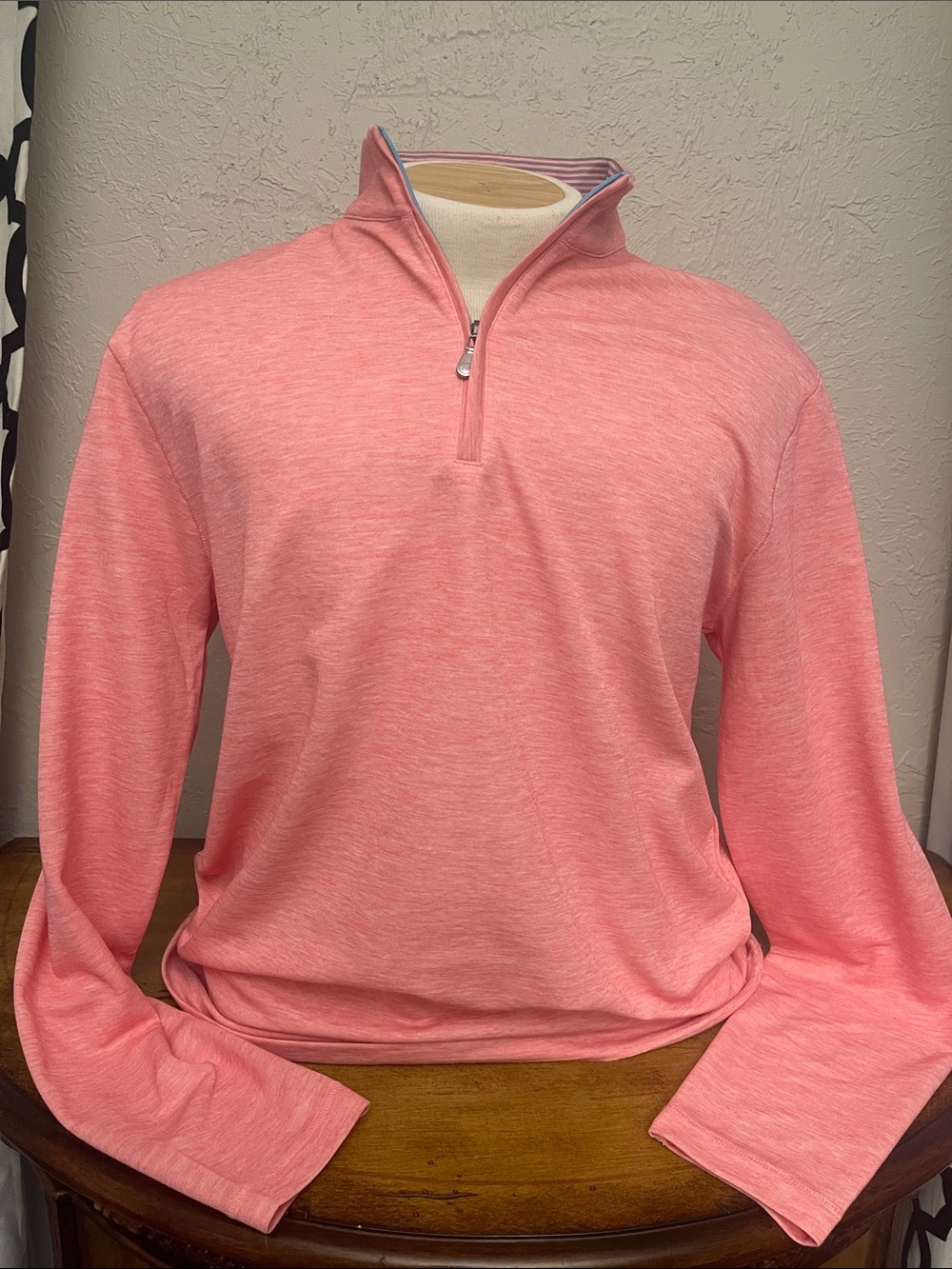 johnnie-O Coral Heather Quarter-Zip Pullover